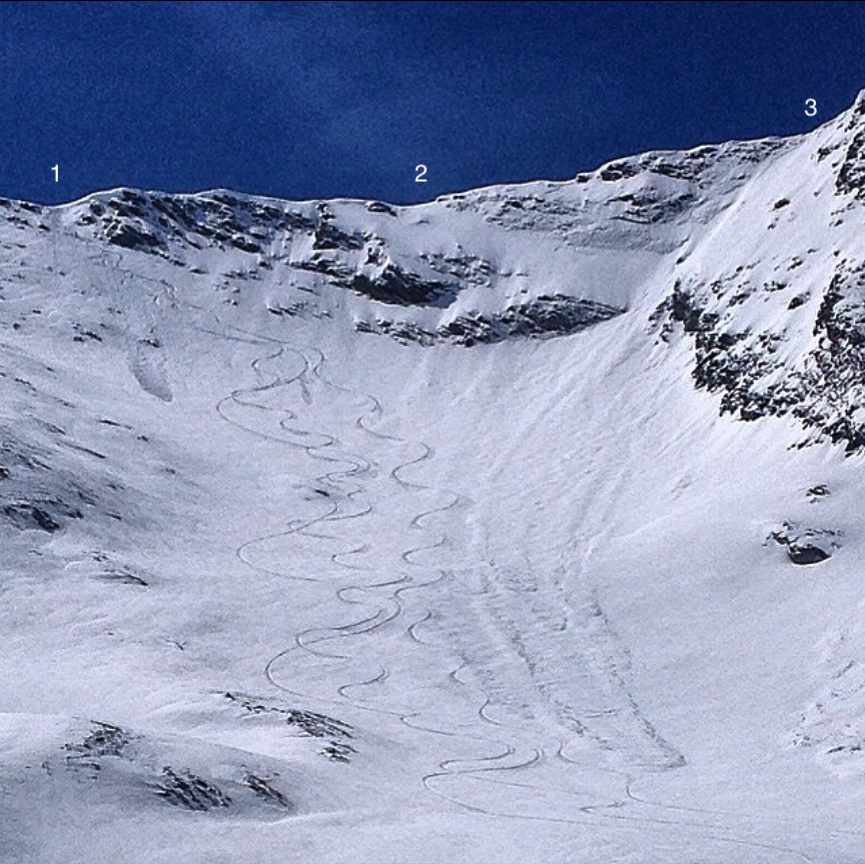 Point Pers Off-Piste - Showing the 3 entrance options.