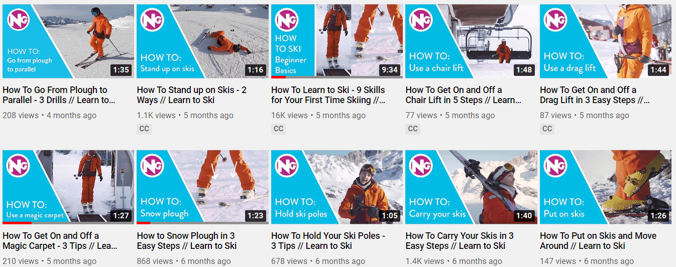 Playlist YouTube Apprendre à Skier