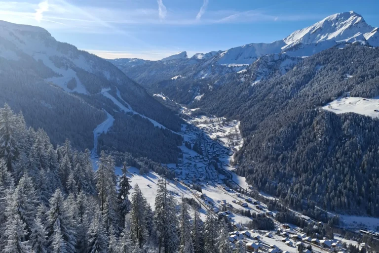 View Of A Portes Du Soleil Valley Under A Blue Sky