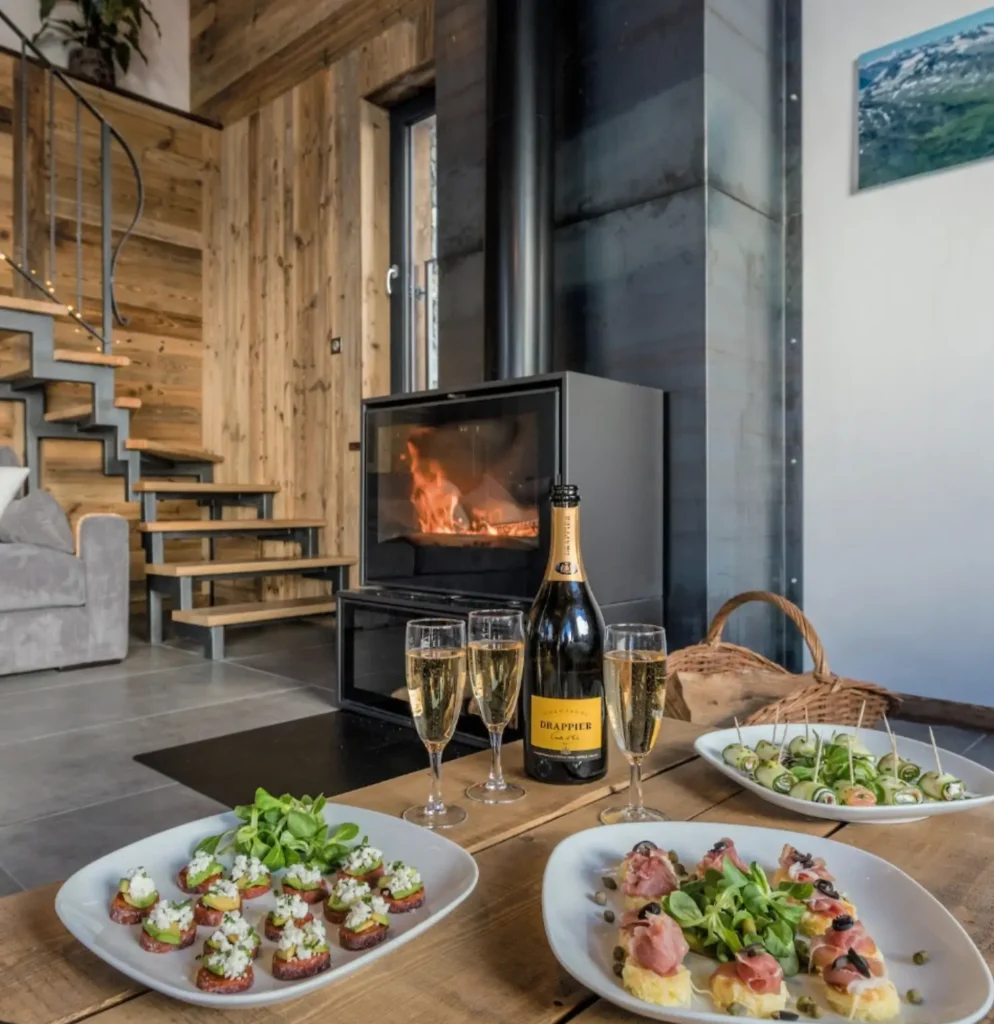 delicious afternoon tea with freshly baked cakes, and delectable evening meals in the chalet by LeSki