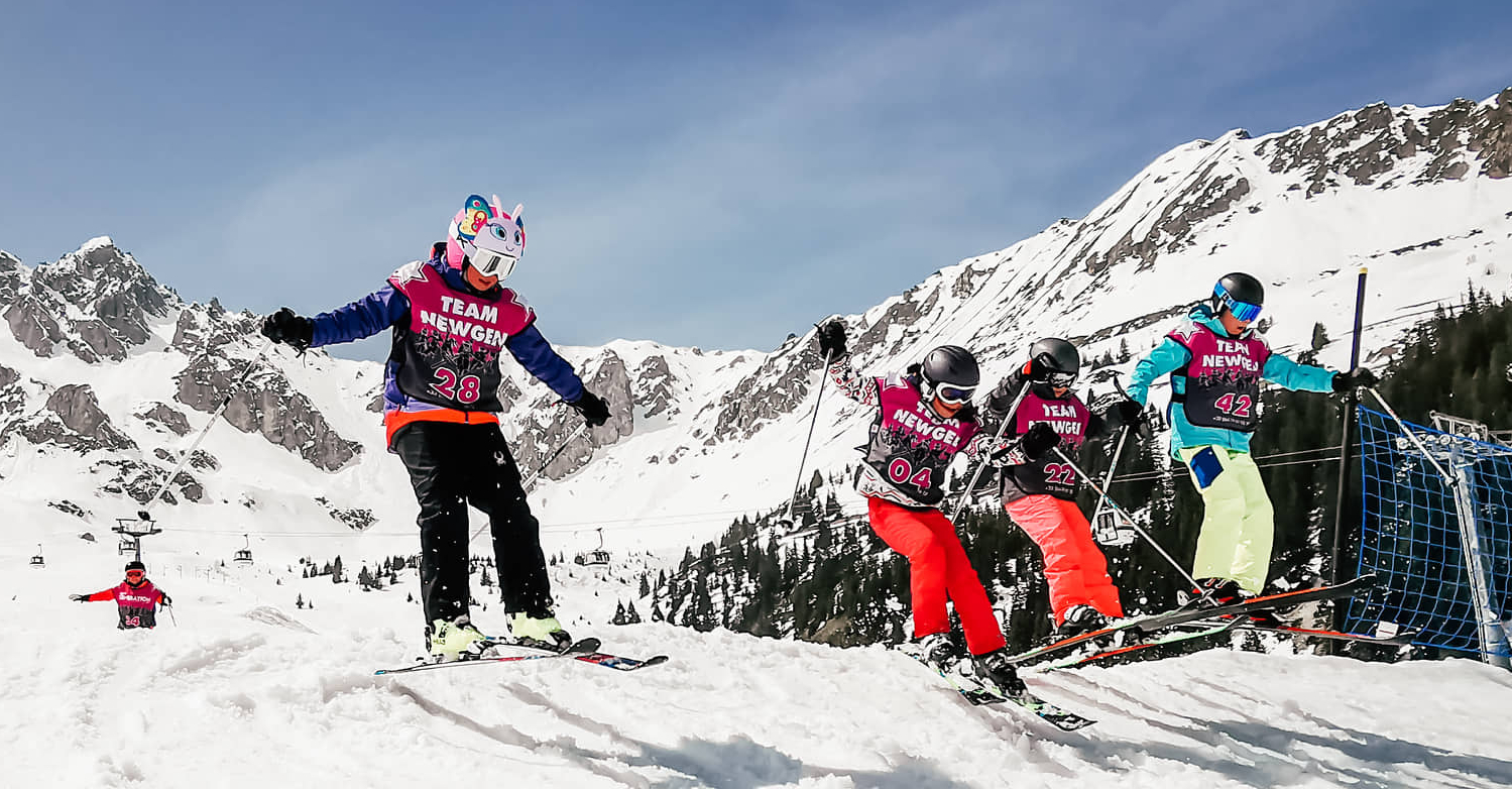 Kids ski jumping