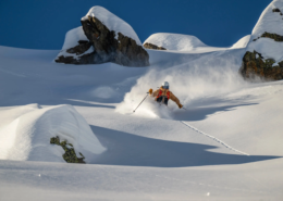 One of our team finding fresh snow on our off-piste ski courses