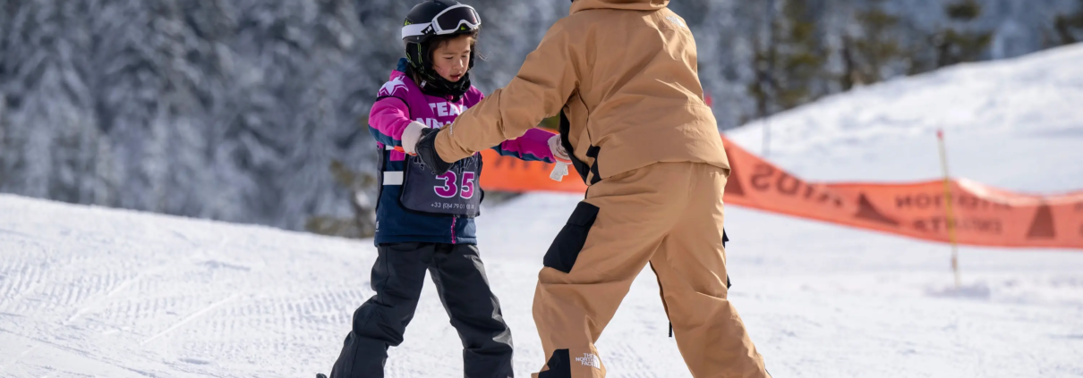 A child being guided by a Ski Instructor in Meribel