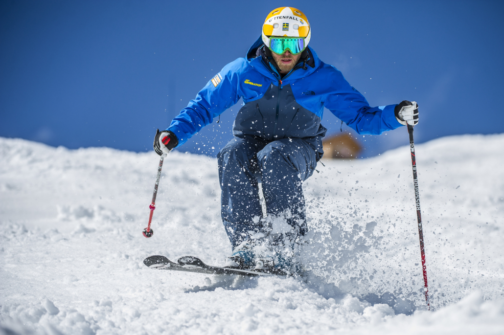 Ski instructor skiing bumps