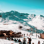A landscape image of Val Thorens with the Folie Douce in the foreground
