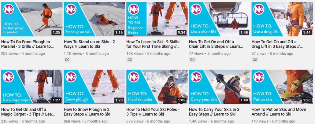 Learn To Ski YouTube Playlist